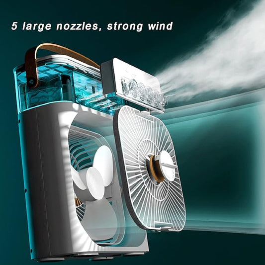 Mini Desk Fan – 3 - in - 1 Mist, Humidifier & LED Light - ventylate